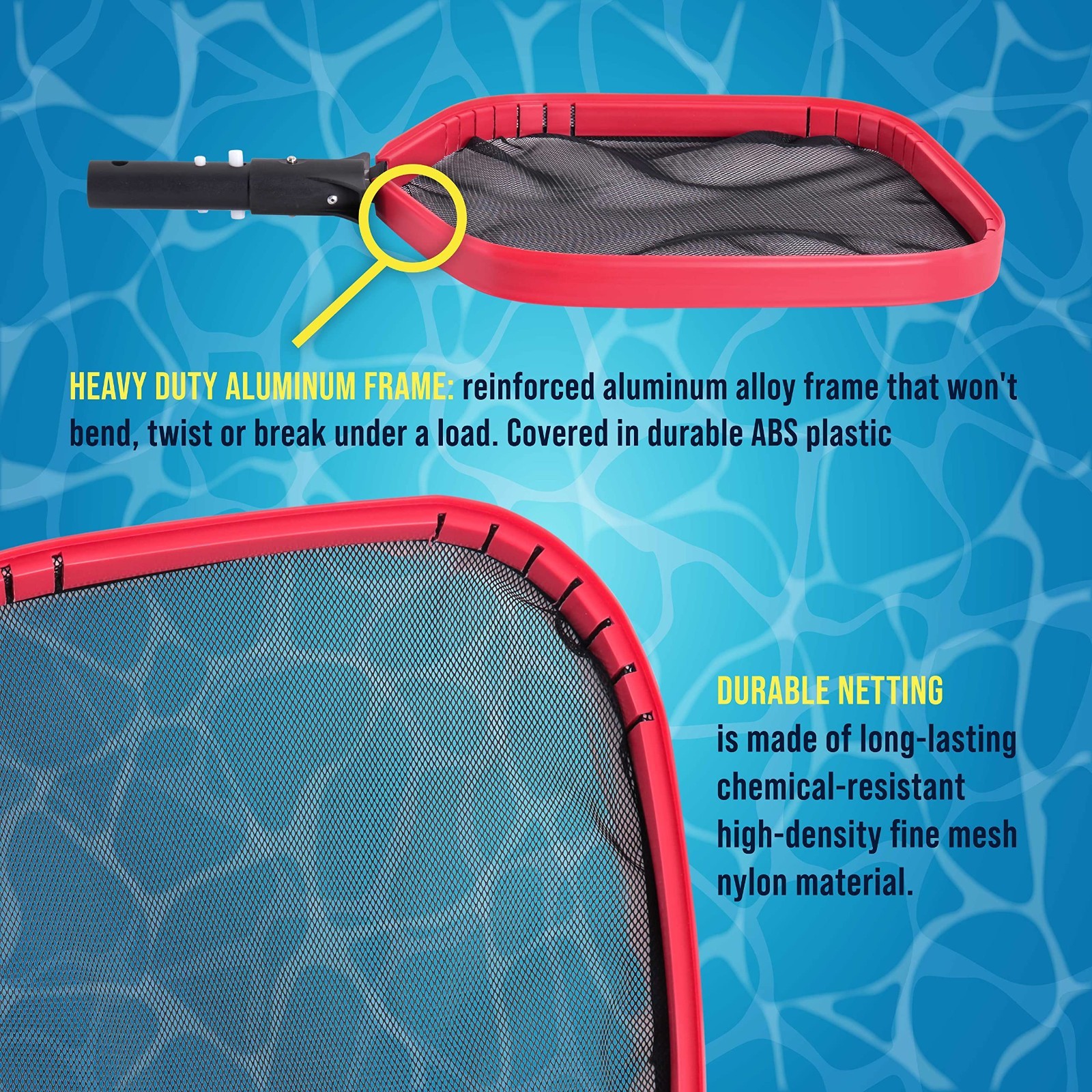 Heavy Duty Large Swimming Pool Leaf Skimmer Net – Aluminum Frame for Fast Cleani
