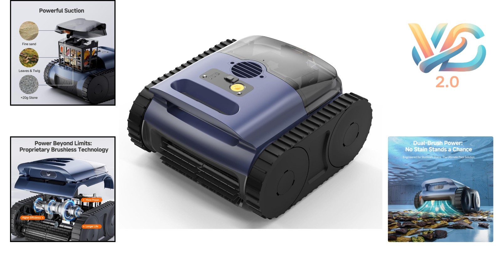 2026 Upgrade Robotic Pool Vacuum AI Sonar Navigation 180 Min Battery Inground…