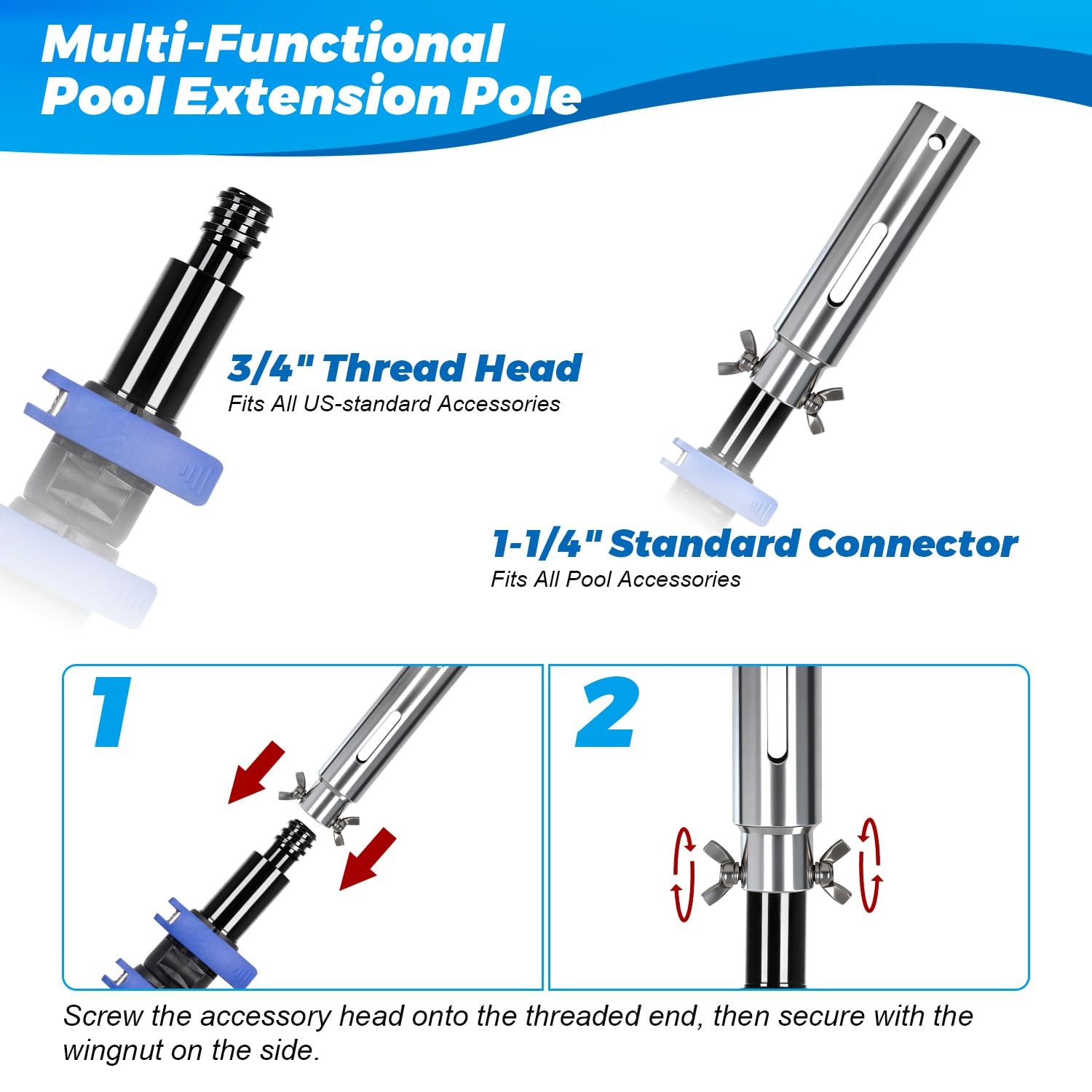 DOBEN Carbon Fiber Pool Pole, 16FT Heavy Duty Telescopic Pool Pole, Universal…