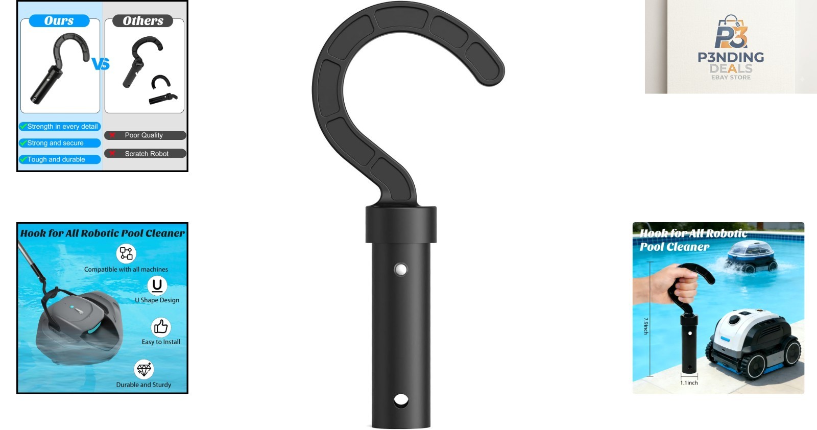 Durable Pool Cleaner Hook for Robotic Vacuums – Ideal for Above & Underwater