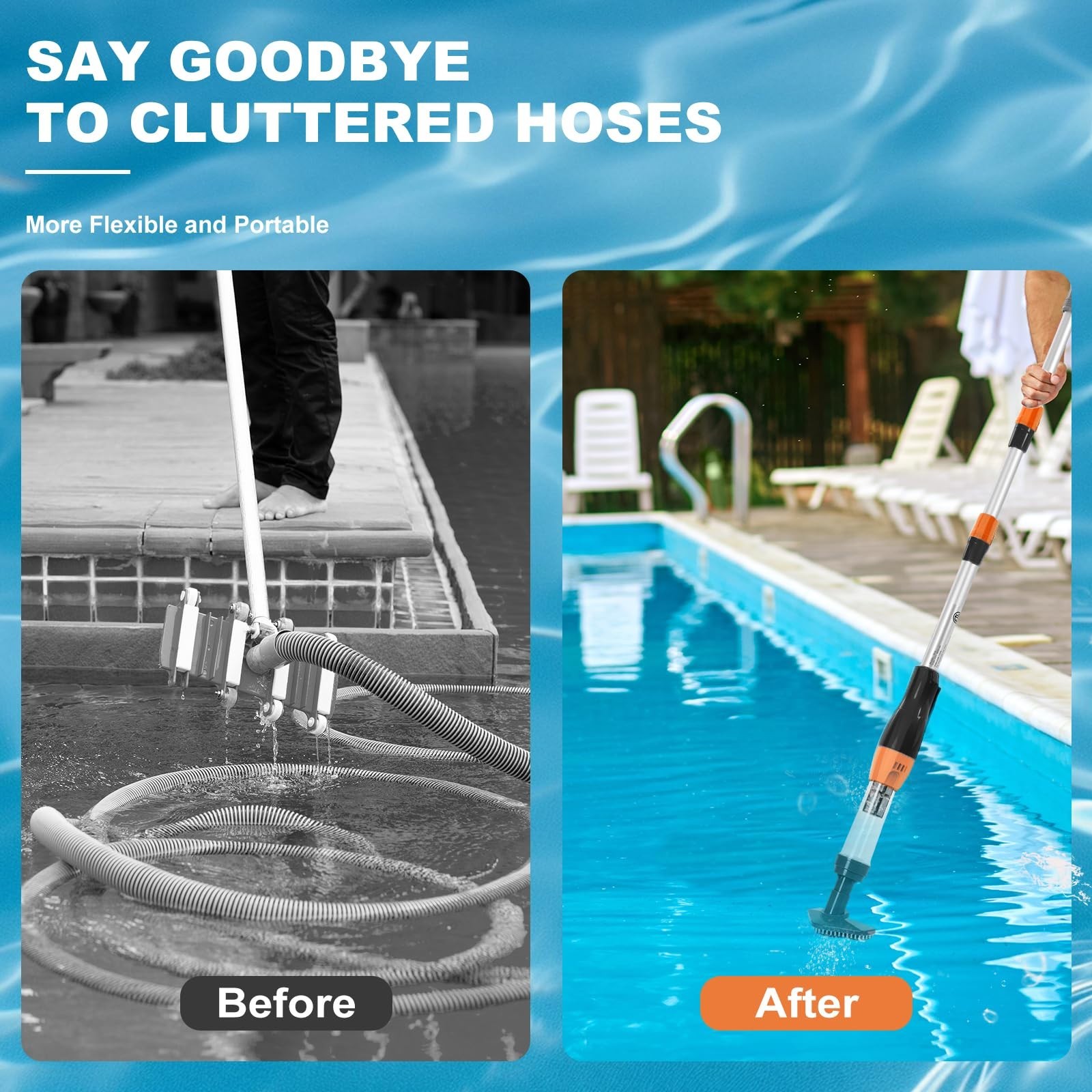 3-in-1 Cordless Rechargeable Pool Vacuum Cleaner for Spas, Hot Tubs & Small Pool