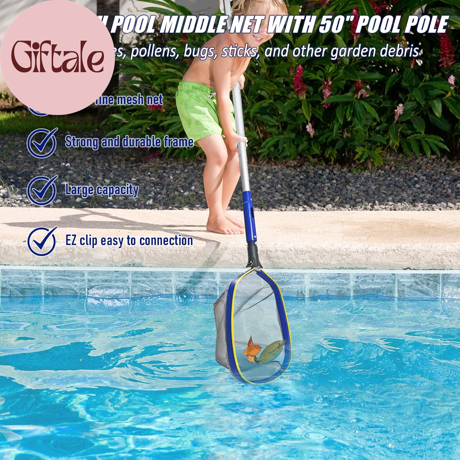 Swimming Pool Cleaning Kit, 14 » Brush Head & 50 » Telescopic Aluminum Pole with