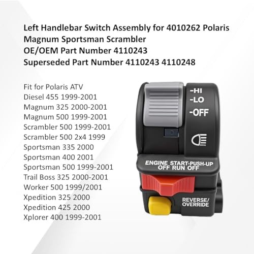 Left Handlebar Switch Assembly Replacement for Polaris Magnum, Sportsman,