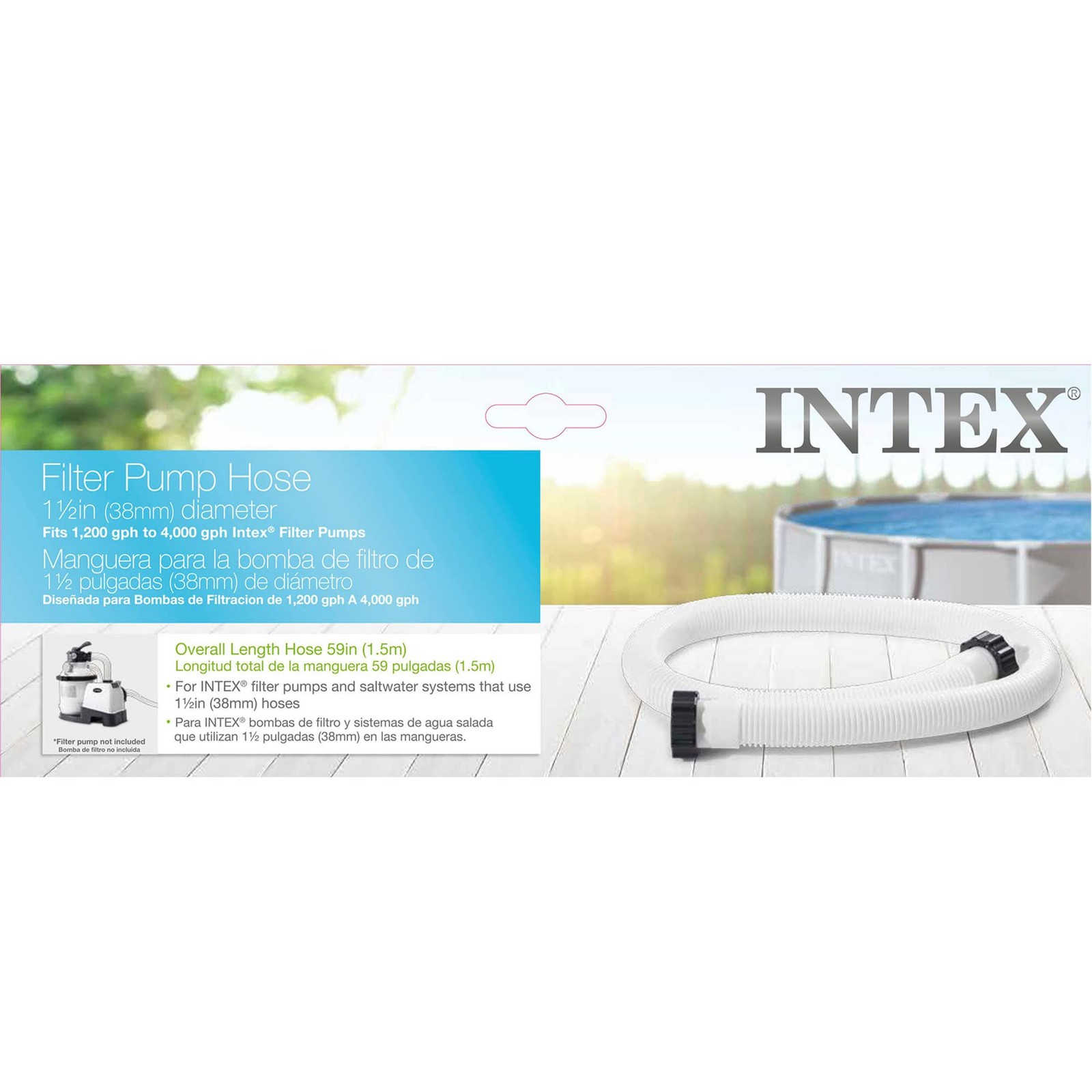 Intex 1.5&Prime; Diameter Accessory Pool Pump Replacement Hose – 59&Prime; 1 Pack, Reg