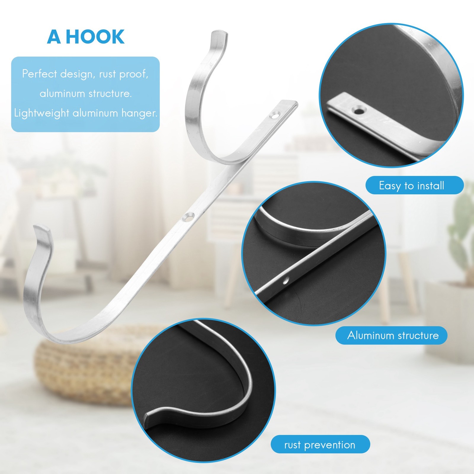 Pool Pole Hanger Premium 2Pcs Aluminium Holder Set, Perfect Hooks for3257
