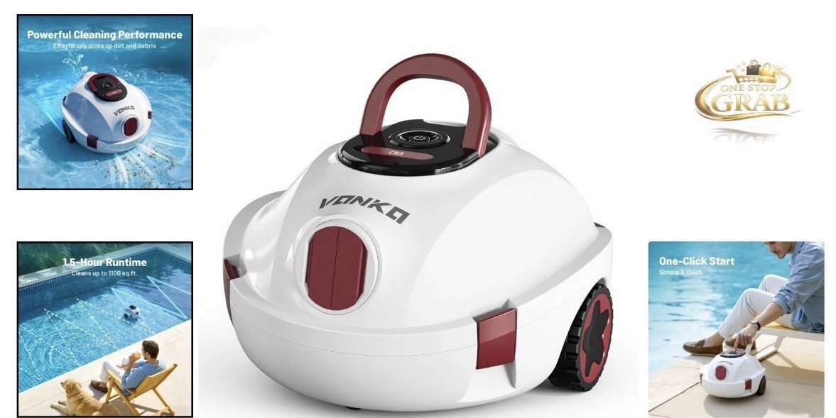 P10 Cordless Robotic Pool Cleaner 100-Minutes Battery Life, Dual Suction