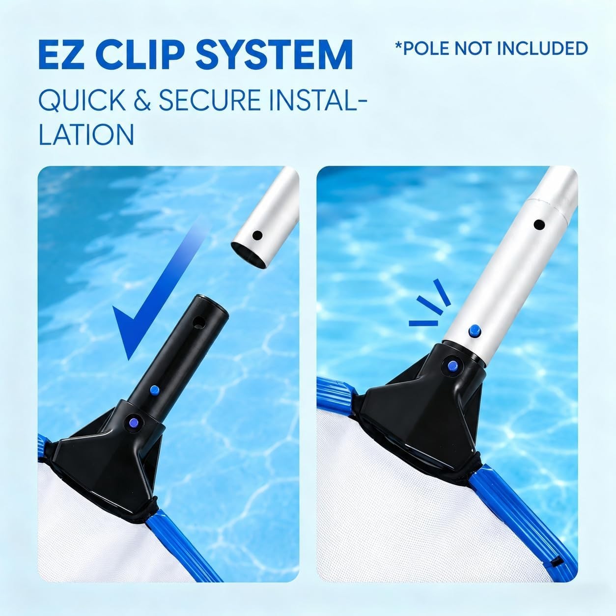 Heavy Duty Deep Bag Pool Skimmer Net Professional Leaf Rake w Fine Nylon Mesh