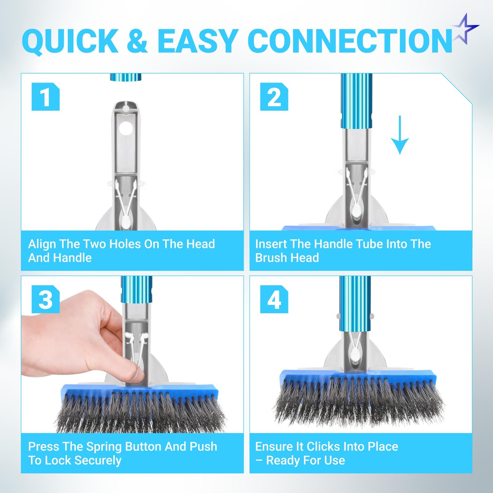 5&Prime; Heavy Duty Swimming Pool Brush with Stainless Steel Bristles for Stains