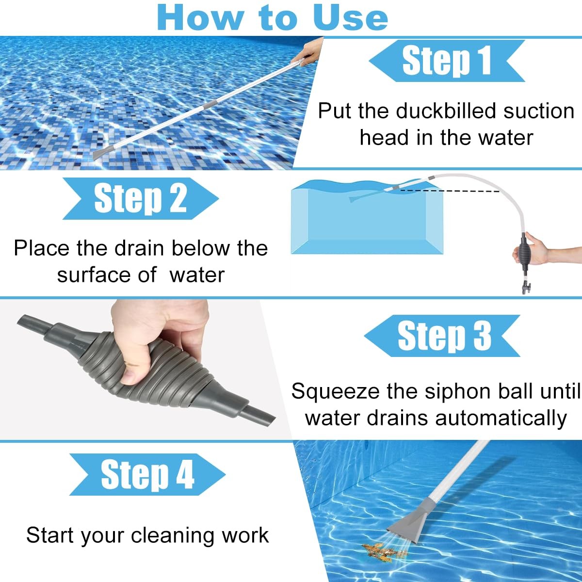 Hot Tub Vacuum Spa Vac, 10FT Manual Spa Vacuum Wand Cleaner Cordless Pool Cle…
