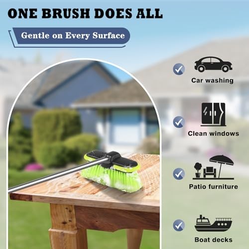 Car Wash Brush Head 8&Prime;, Scrub Brush Attachment for Extension Pole, Outdoor