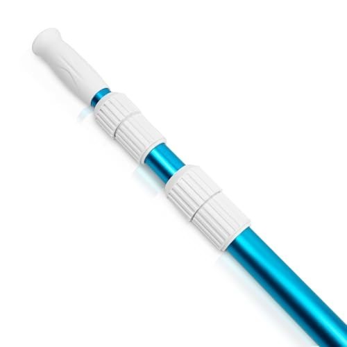 15ft Telescopic Pool Cleaning Pole – Adjustable 3-Piece Aluminum Skimmer & Vacuu