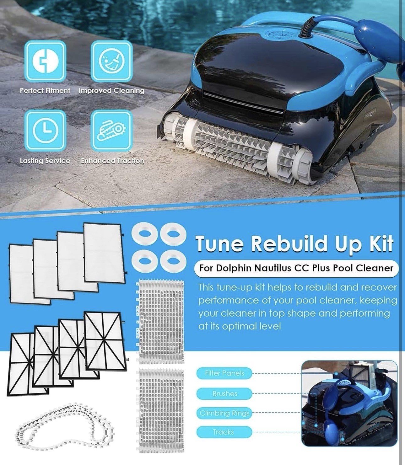 Tune Up Rebuild Parts Kit Fit Dolphin Nautilus CC Plus Robotic Pool Cleaner