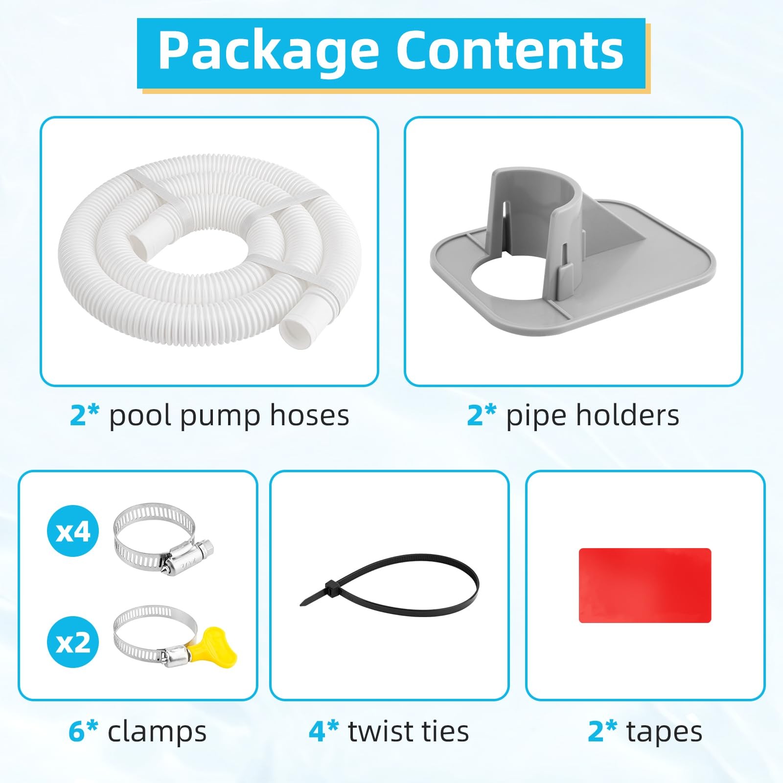 Above Ground Pools&rsquo;s Pool Pump Hose, 2 Pack 1.25&Prime; Diameter Filter White