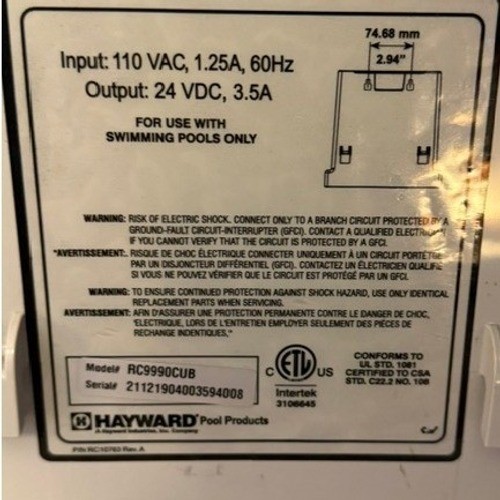 Hayward RC9990CUB TigerShark SharkVac Robotic Pool Cleaner Power Supply 24V DC