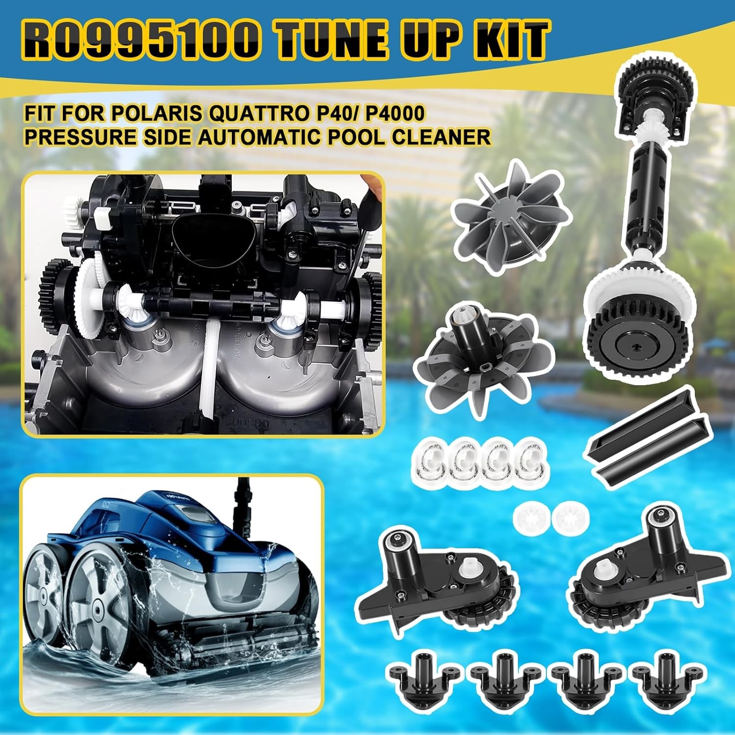 Tune Up Kit R0995100 Fit for Polaris Quattro P40 P4000 Pool Cleaner w/GearBoxs
