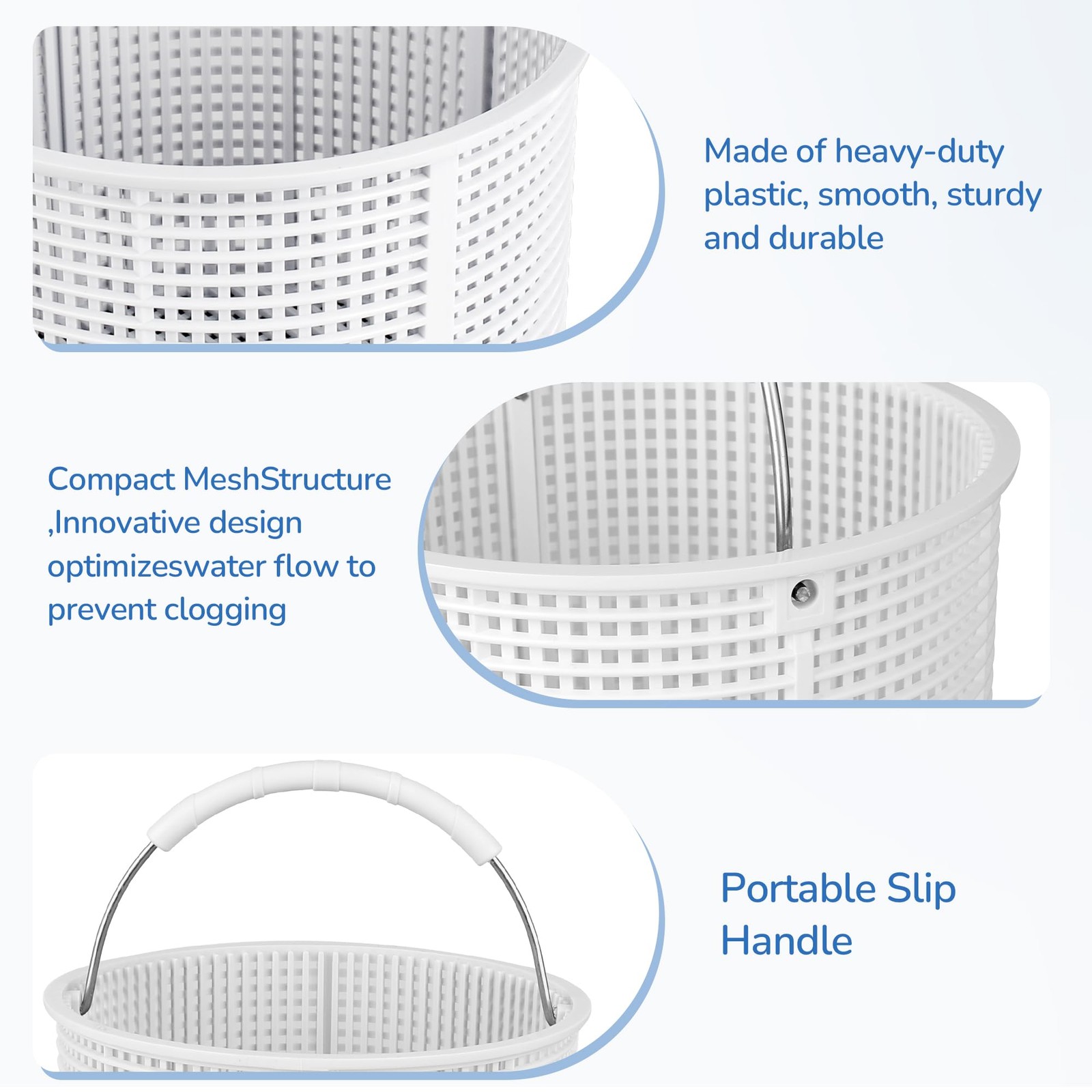 Pool Skimmer Basket Replacement for Inground Pools 7 Inch HeavyDuty Nylon