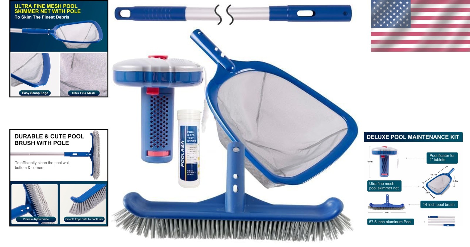 5-in-1 Pool Cleaning Kit for Above Ground & Inground Pools – Comprehensive Care