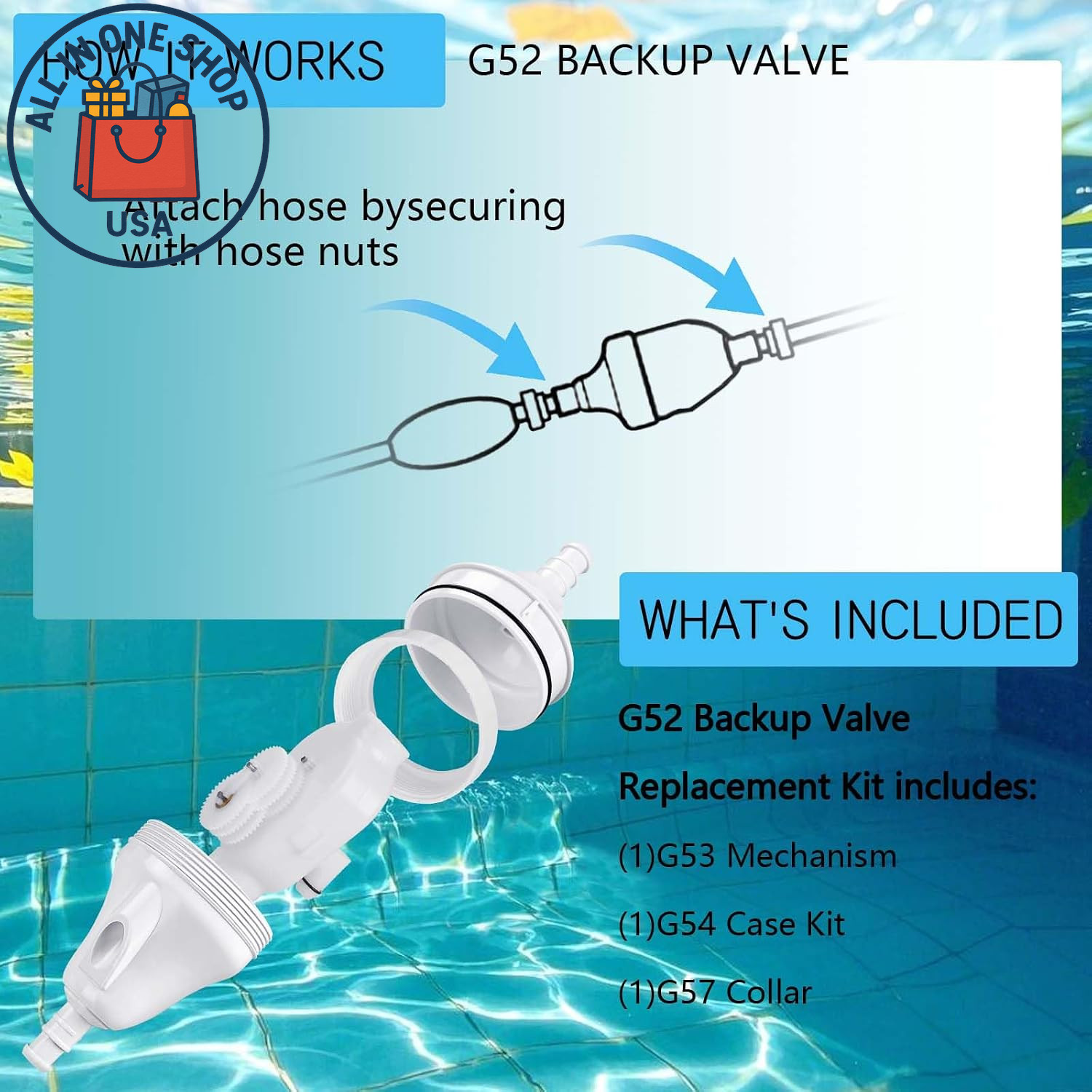 G52 Backup Valve Kit for Polaris 180, 280, 380, 480, 3900 Pool Cleaners
