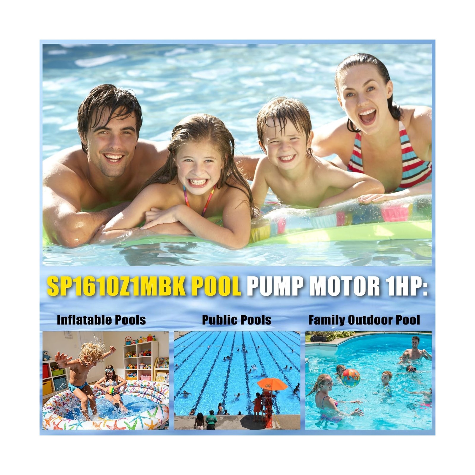 SP1610Z1MBK Pool Pump Motor 1HP, Replacement for Hayward Super Pump/Super II/…
