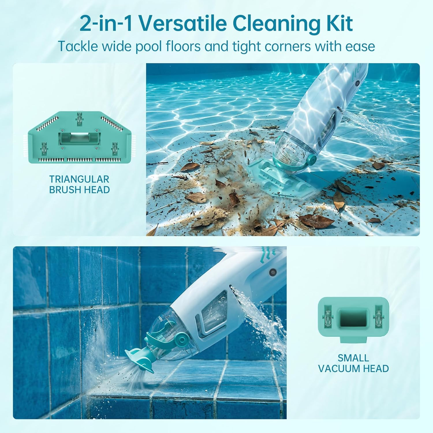 Cordless Handheld Pool Vacuum 18.5 GPM, above Ground Pool Vacuum Cleaner with 60