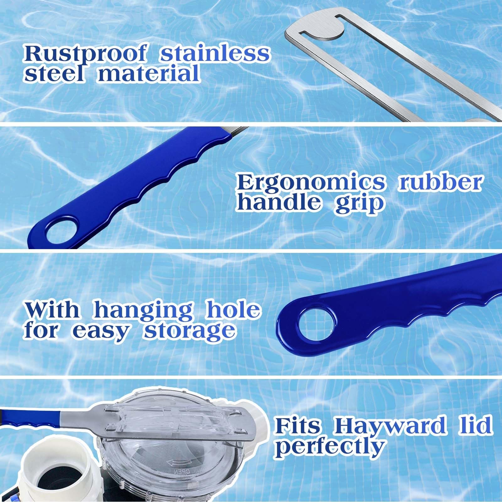 Pool Pump Lid Removal Tool with Handle Grip, Upgraded Metal Blue