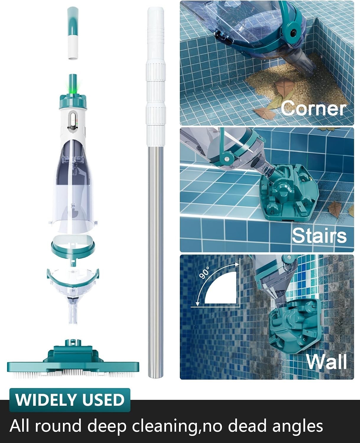 Efficient Cordless Hot Tub Vacuum with Waterproof Design & Extendable Pole