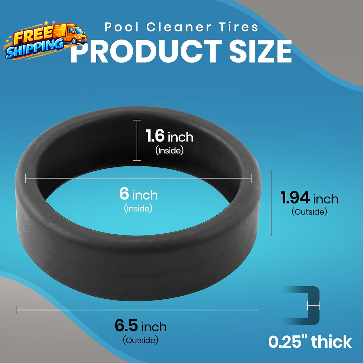 (3-Pack) Pool Cleaner Tires, 48-232 Replacement Compatible with Zodiac Polaris