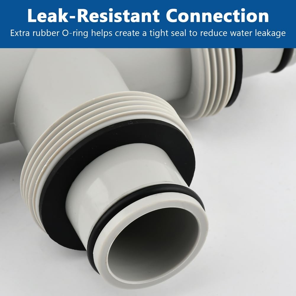 Qelirone Filter Pump Hose Connector, 1.5’to 1.5&prime; T Joint Pool Hoses Gray