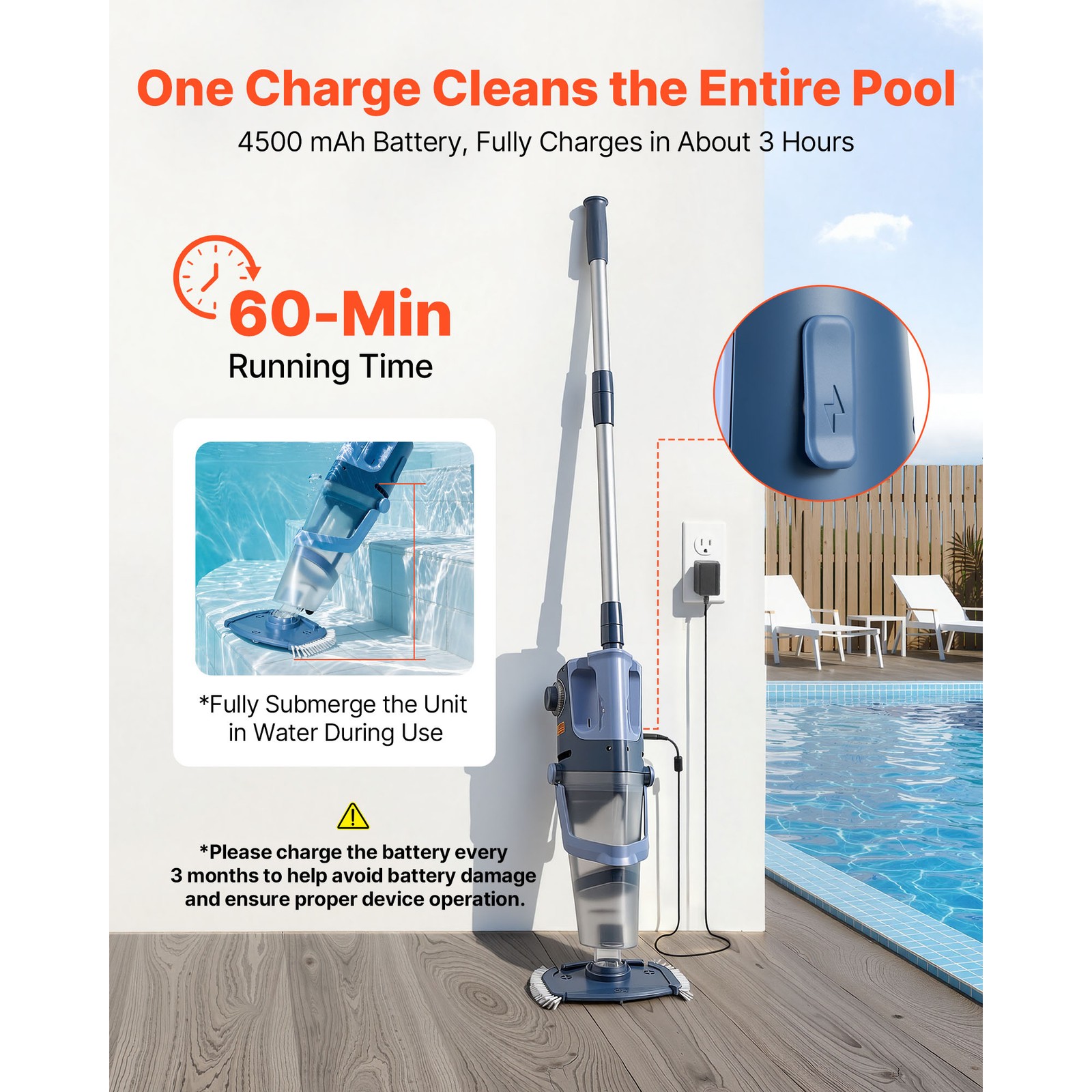 Uimoso Cordless Handheld Pool Vacuum for Spas and Hot Tubs with 26 GPM Flow