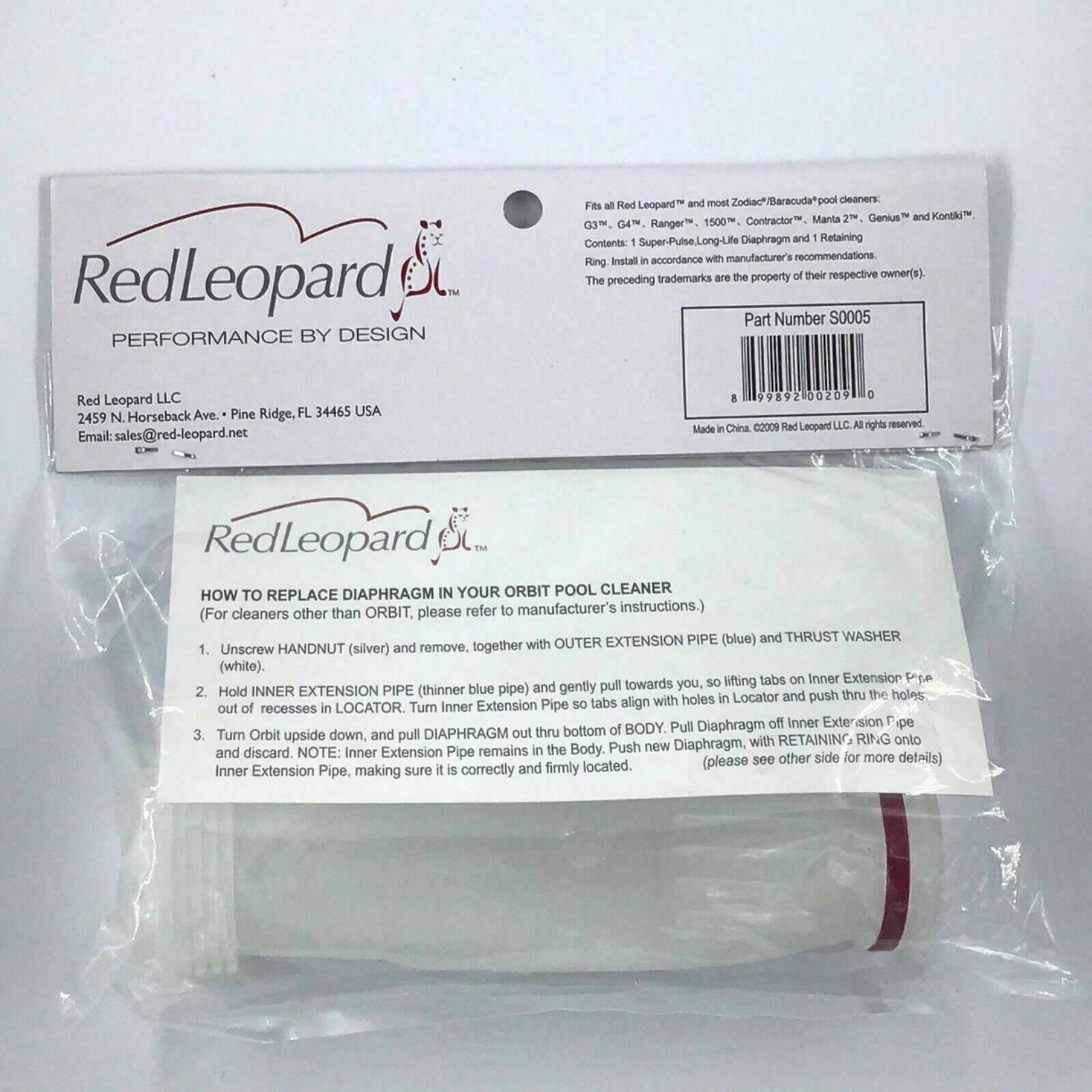 Red Leopard Diaphragm / Zodiac Barracuda Pool Vacuum Cleaner Part S0005 / 2 Pack