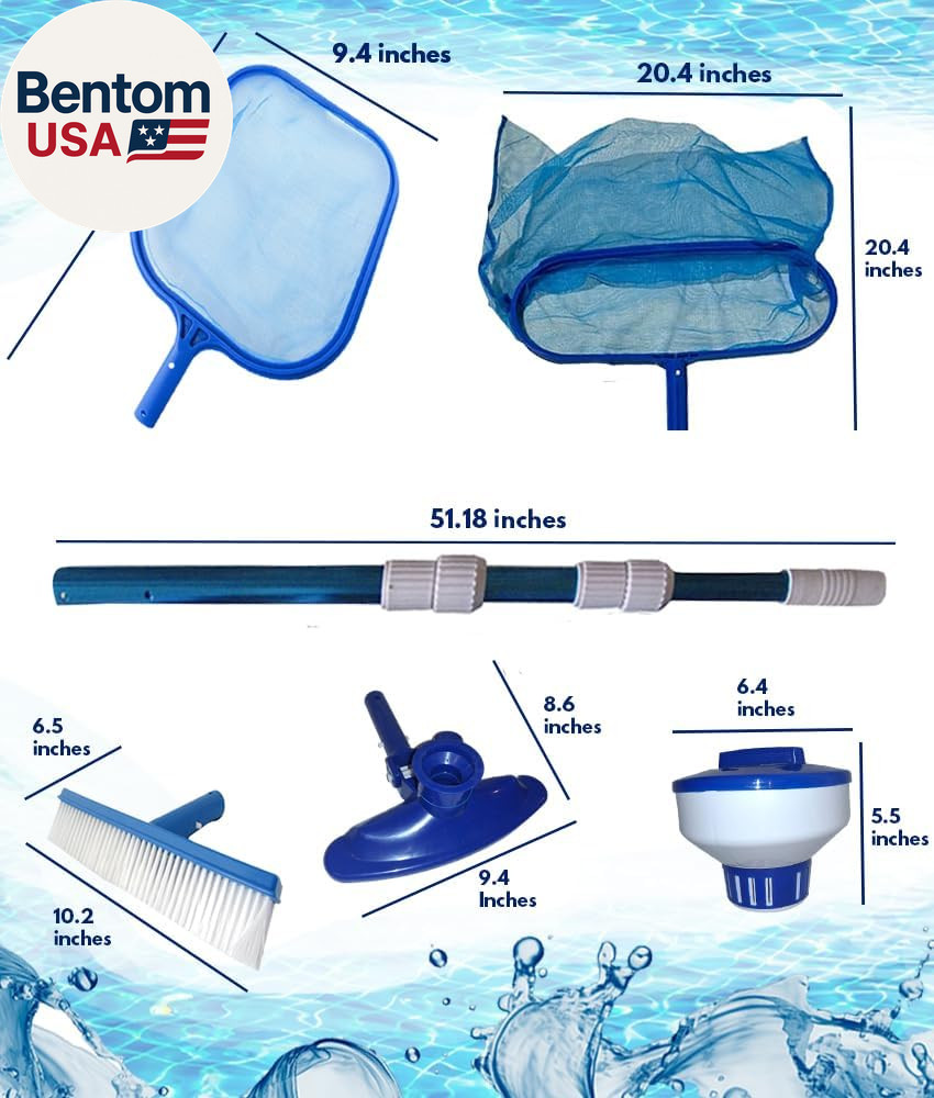above Ground Pool Maintenance Kit – Telescoping Pole, Leaf Skimmer Net, Vacuum H