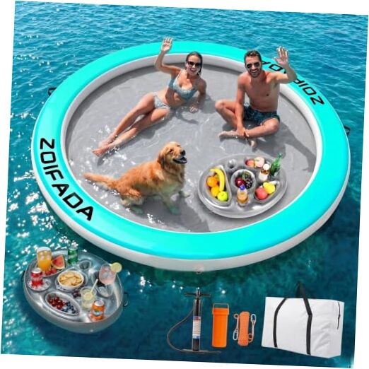 Inflatable Water Hammock Round Floating Ring,8/10/12FT Heavy Duty Pool Float