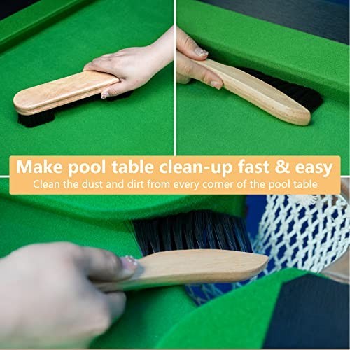 Billiard Pool Table Brush Set – 5 Piece Felt Cleaner, Wooden Brushes & Lint Roll