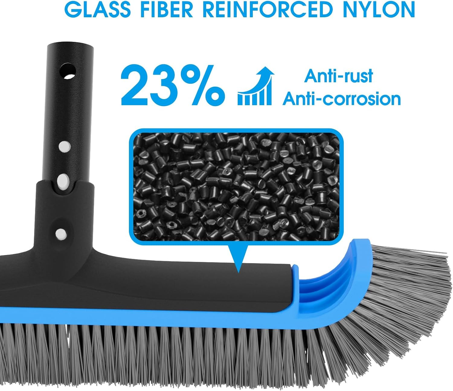 2 in 1 Multifunctional Pool Brush with 10 FT Poles – 17.5 » Heavy Duty Swimming