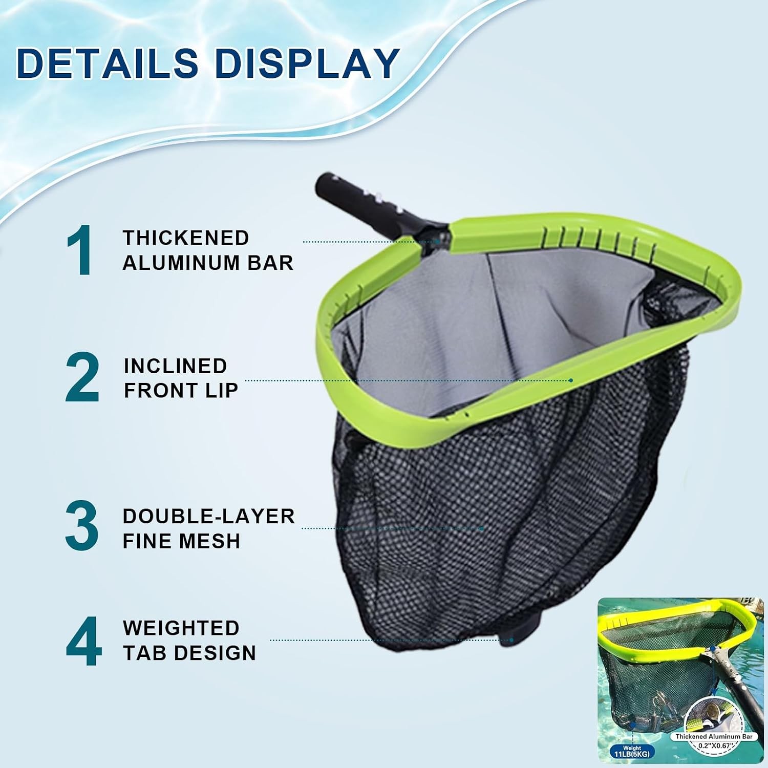 Sepetrel Pool Cleaning Kit: Skimmer, Brush, Net (No Pole)