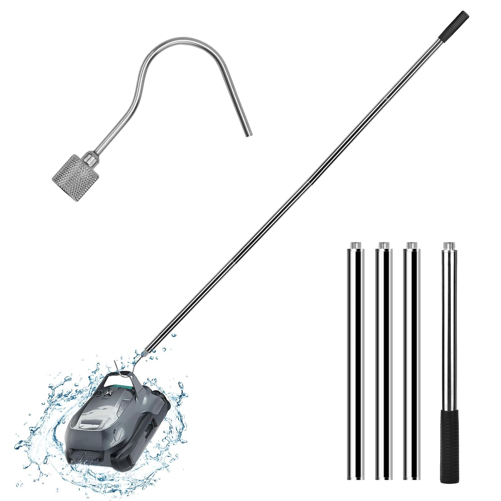 Retrieval Hook for Robotic Pool Cleaner – 68&Prime; Telescopic Pole & Pool Accessories