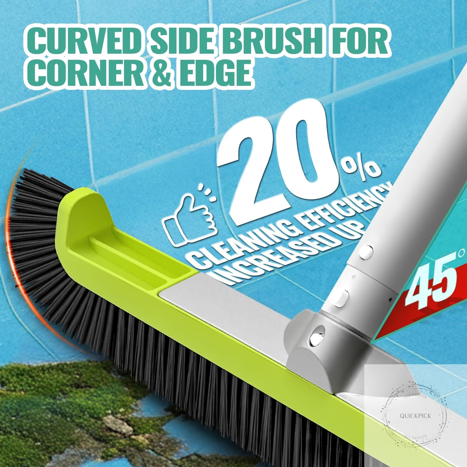 18&Prime; Pool Brush Head for Cleaning Swimming Pool Walls Curved Ends High-Efficiency