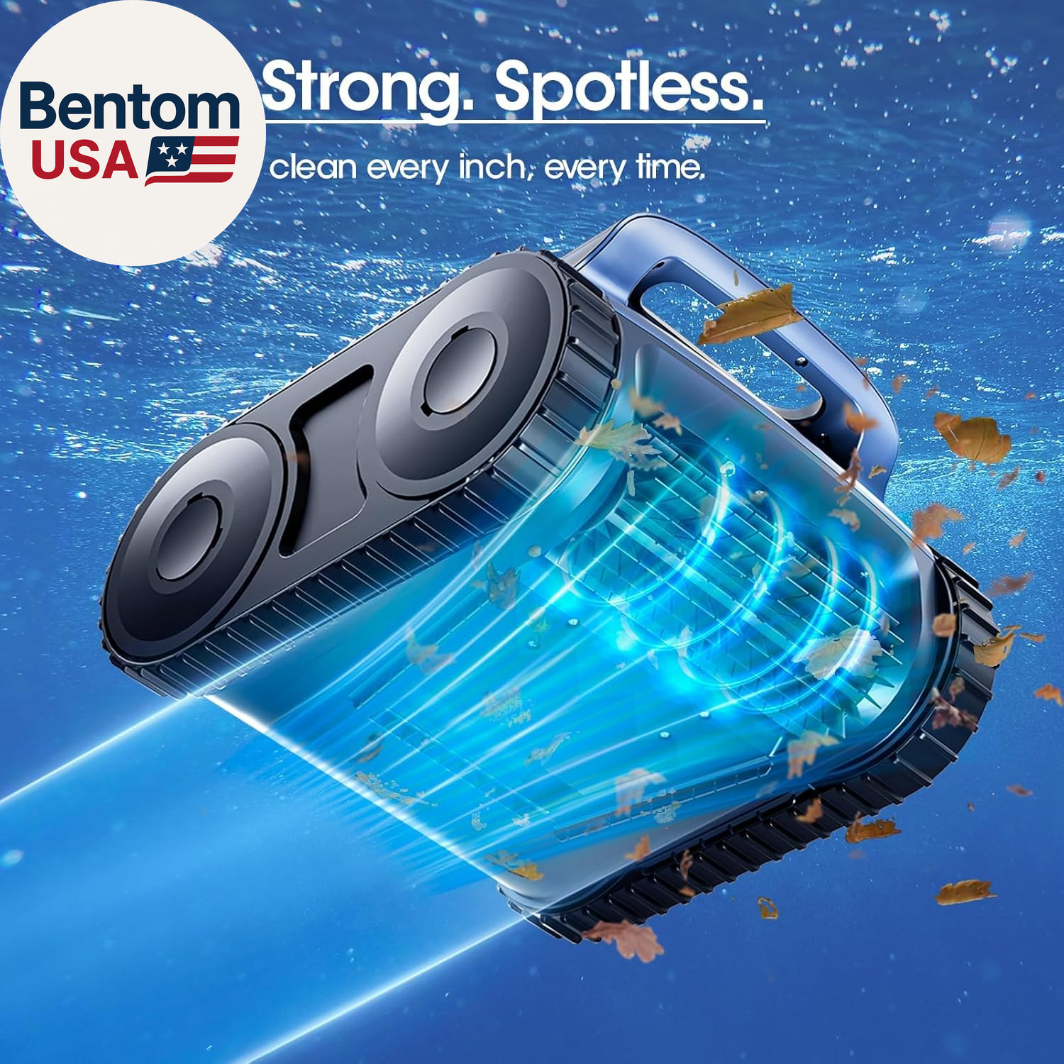 RERIOU Cordless Robotic Pool Vacuum, Pool Cleaner with Track Drive, Sonar Naviga