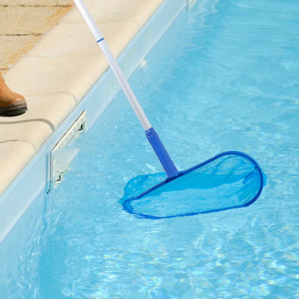 Blue Adjustable Aluminum Pool Pole Detachable Telescopic 3-Section Cleaning Tool