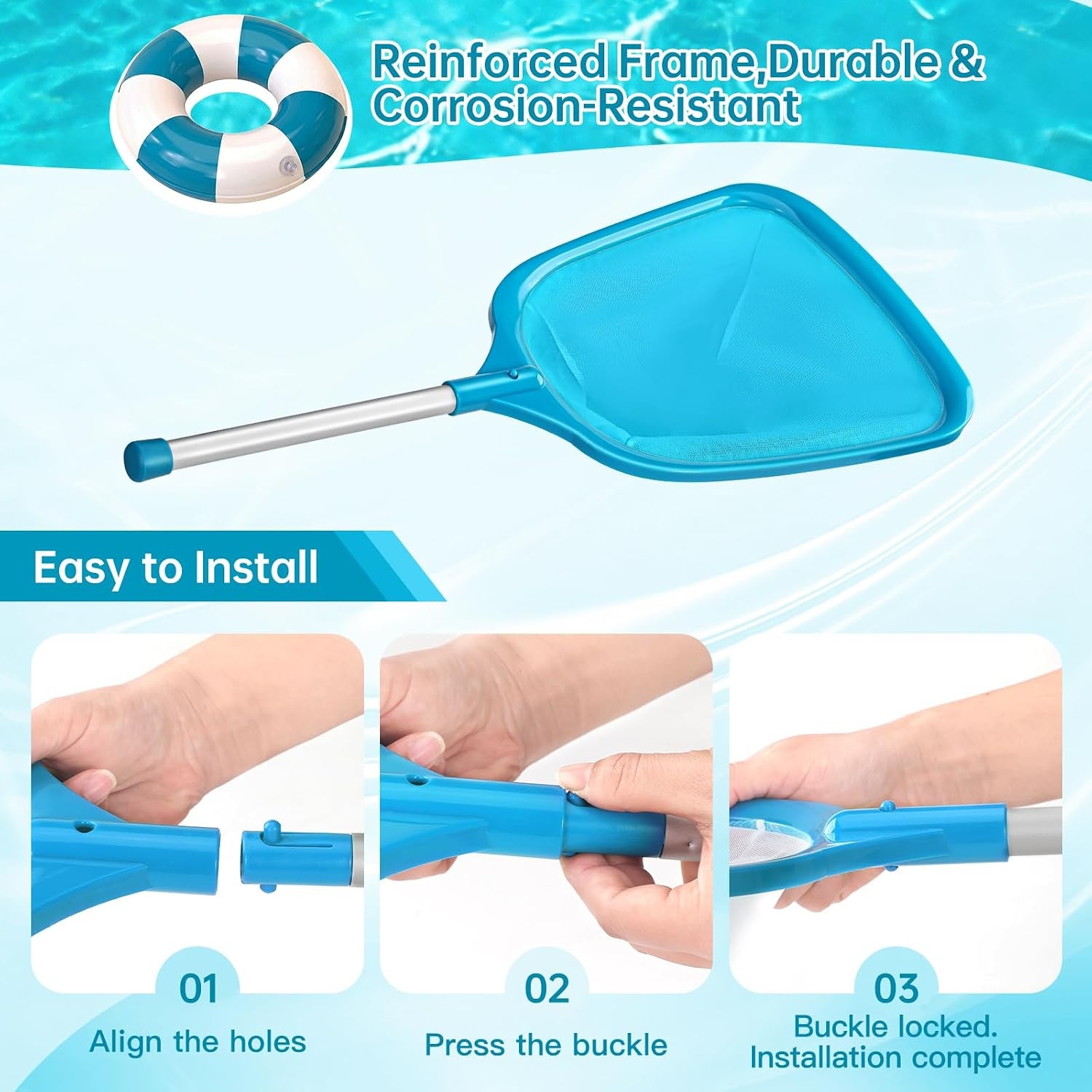 Pro Pool Skimmer Net for Leaves & Debris, Blue