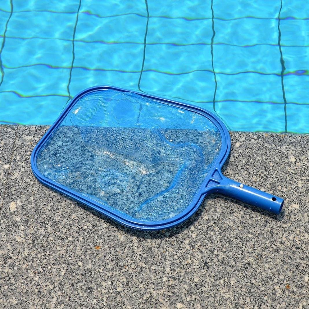 Hanheld Pool net skimmer for leaves and dirt with pole for deep pools