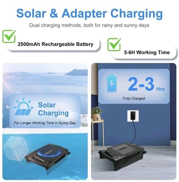Solar Robotic Pool Skimmer 2 Cleaning Mode Automatic Swimming Pool Cleaner Robot
