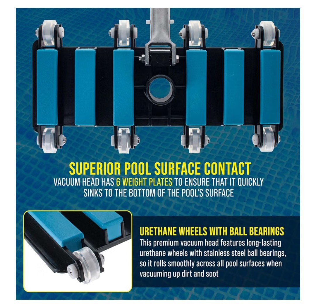 VH-102 Manual Flexible Weighted Extra Wide Pool Vacuum Head For Inground Pools