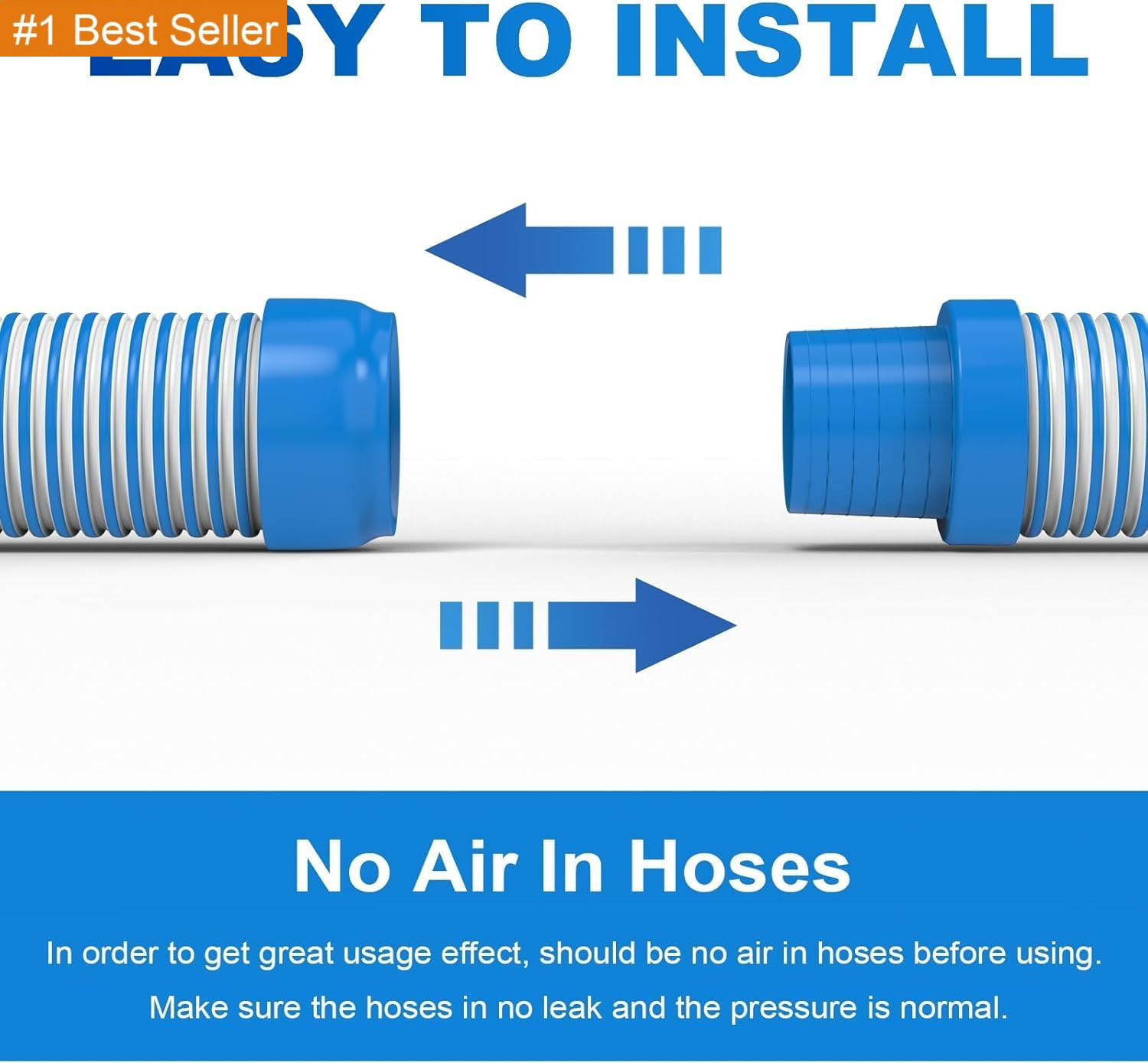 Pool Vacuum Hose 2-Pack, Spare & Replacement, 40&Prime; Flexible Spiral-Wound Hose wit