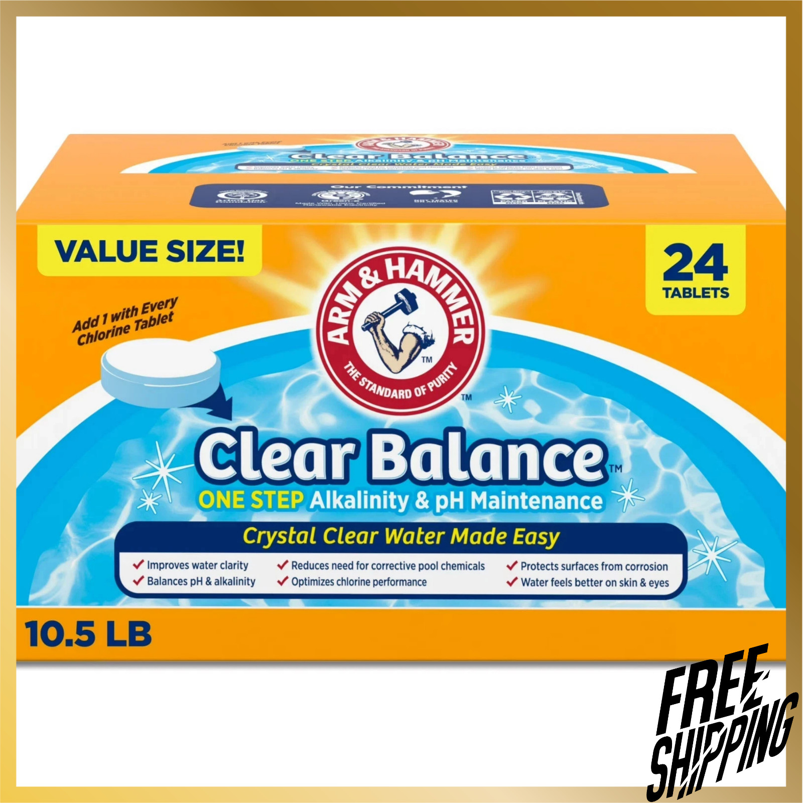 ARM & HAMMER Clear Balance Swimming Pool Maintenance Tablets, 24 Count