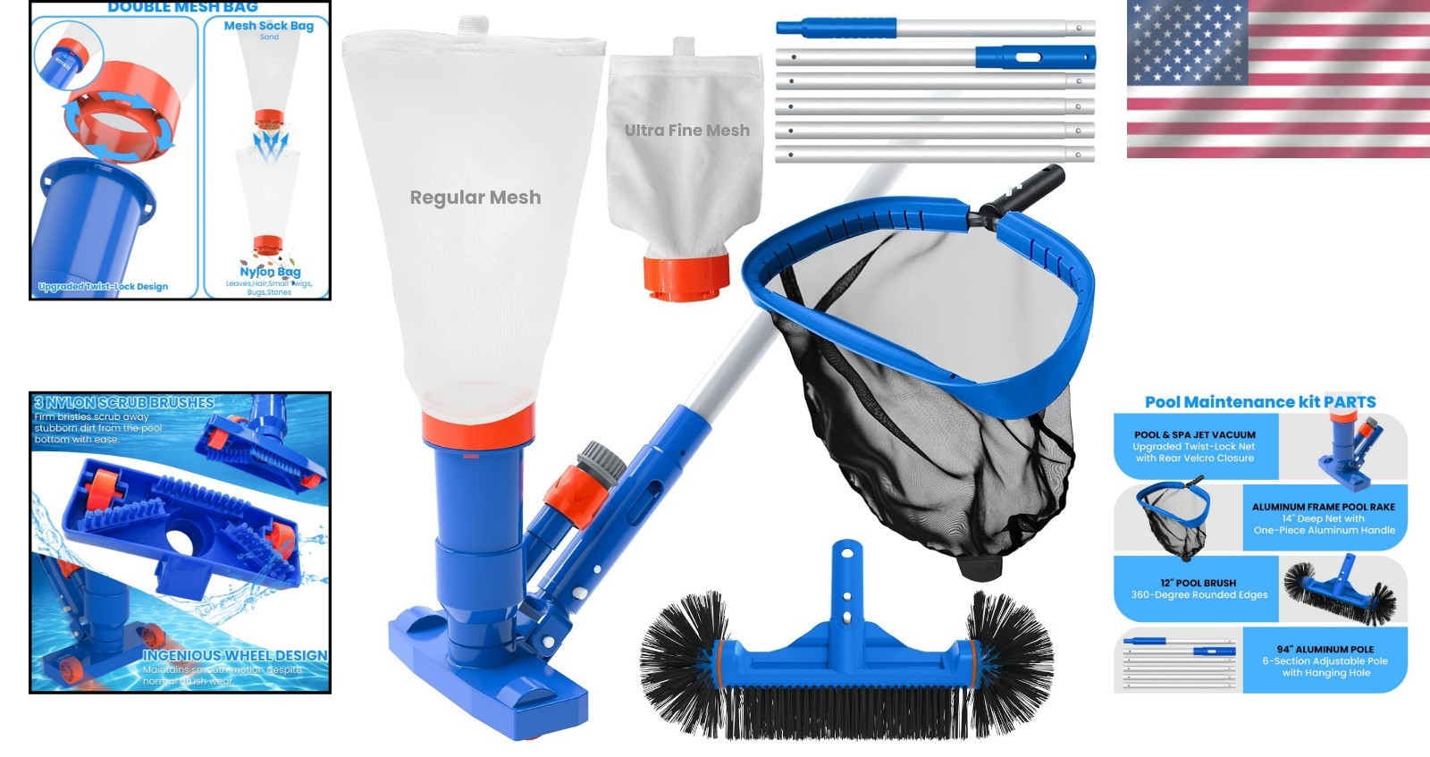 Ultimate Pool Cleaning Solution: Jet Vacuum & Heavy-Duty Brush for All Pools