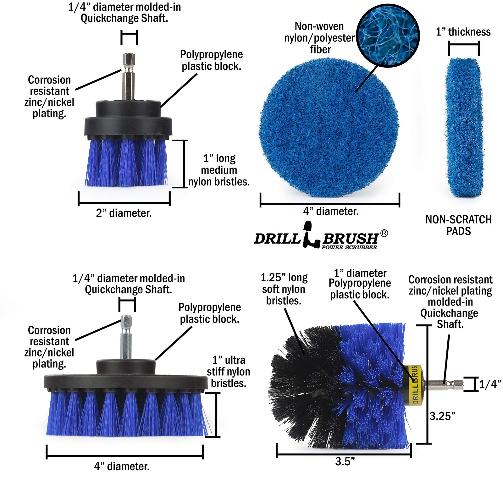 Drillbrush Cleaning Tools – Cordless Drill Accessories – Drill Brush Scrubber…