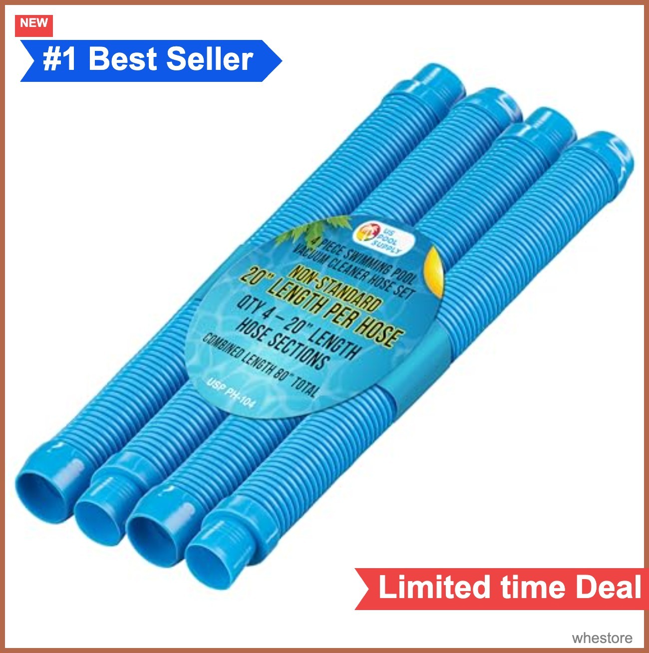 Pool Vacuum Hose Sections 4-Pack 20 Inch 1.5 Cuff Extension Replacement