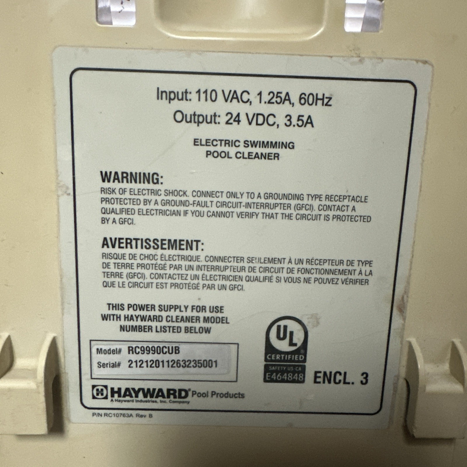 Hayward Power Supply RC9990CUB For Automatic Robotic Pool Cleaner Tiger Shark