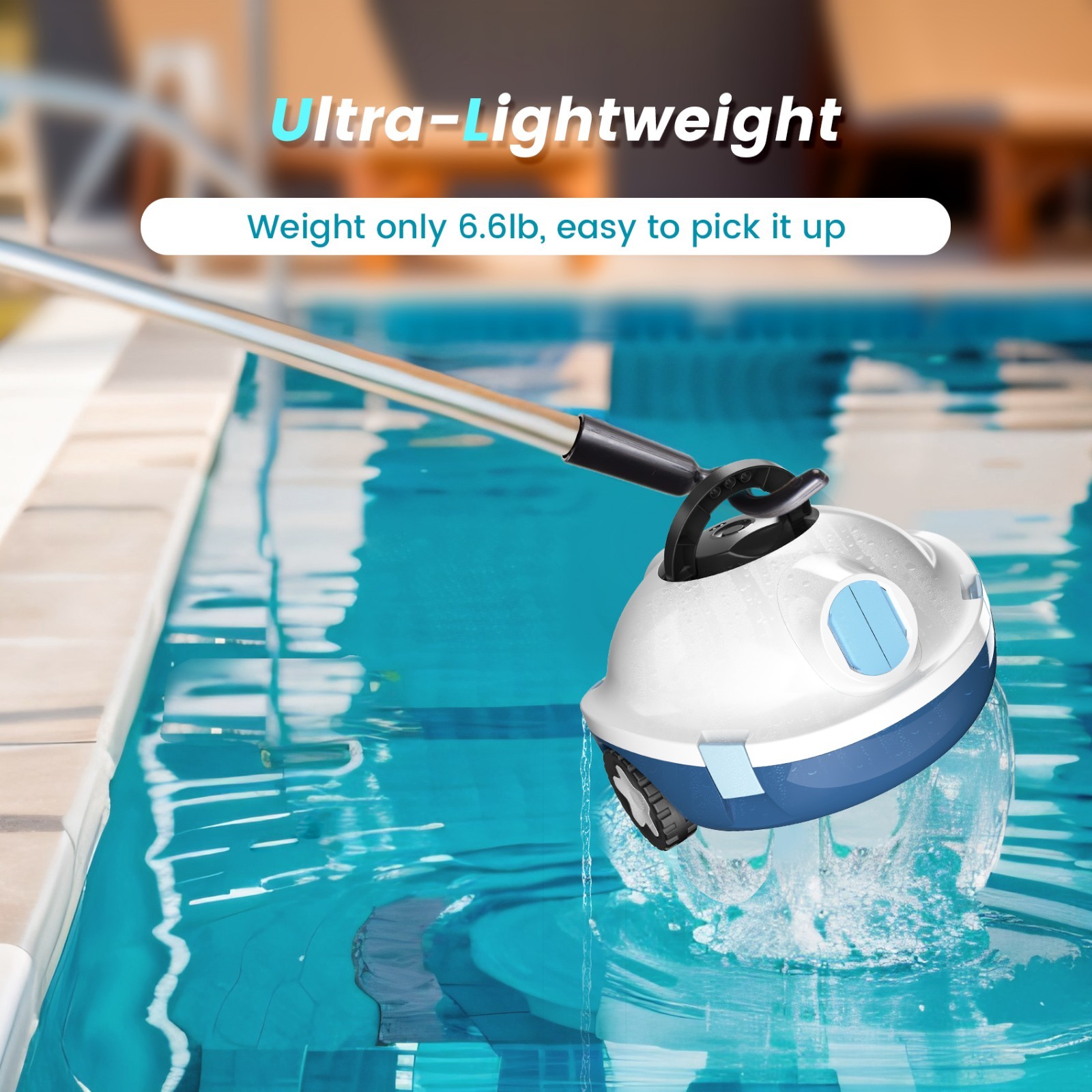 Smart Pool Robot Cleaner with 60 mini Long-Lasting Battery, Powerful Suction for
